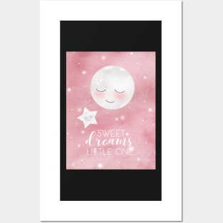 Pink Moon And Stars Posters and Art